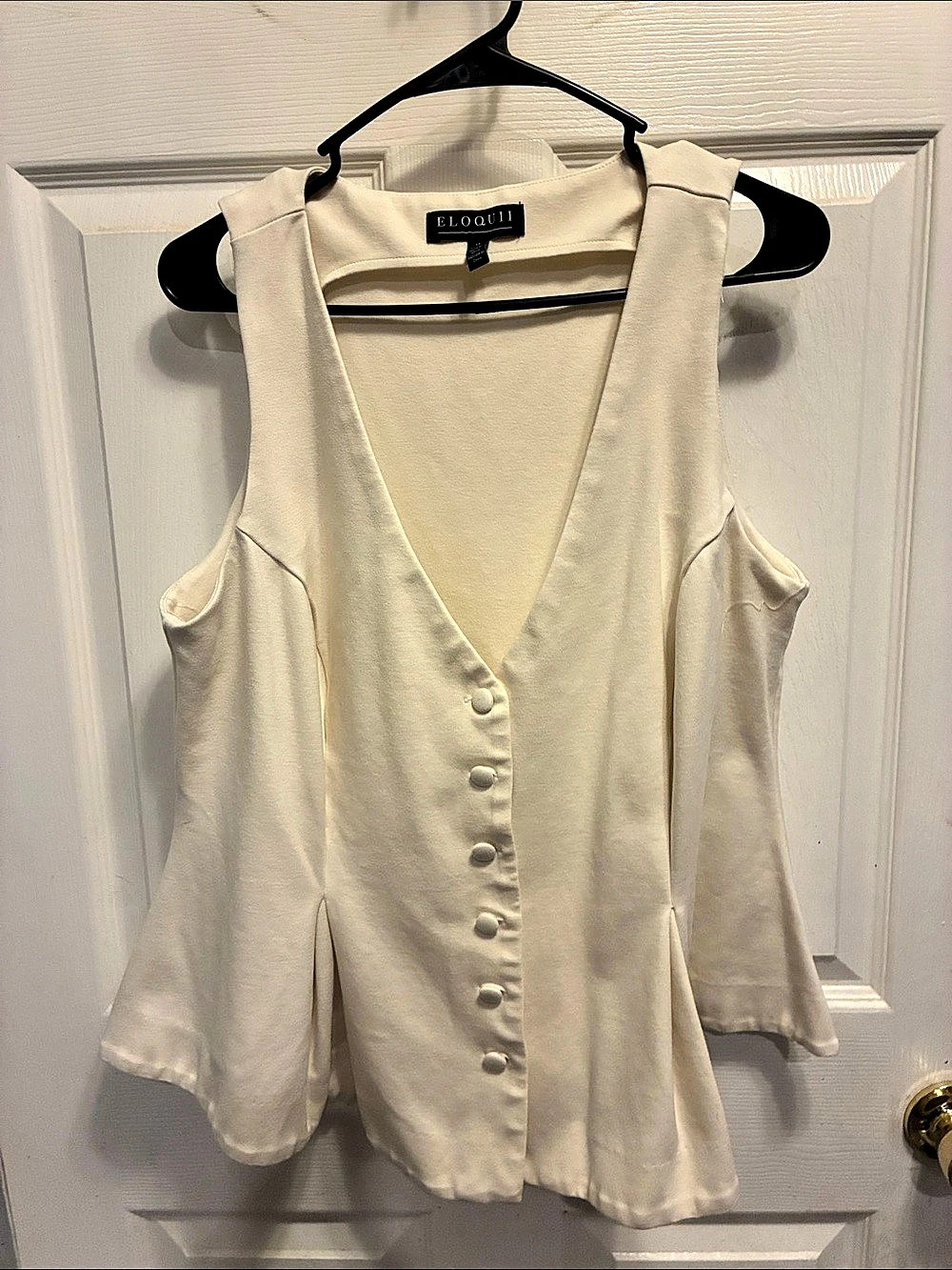 ELOQUII Button Up Peplum Vest Cream Size 14